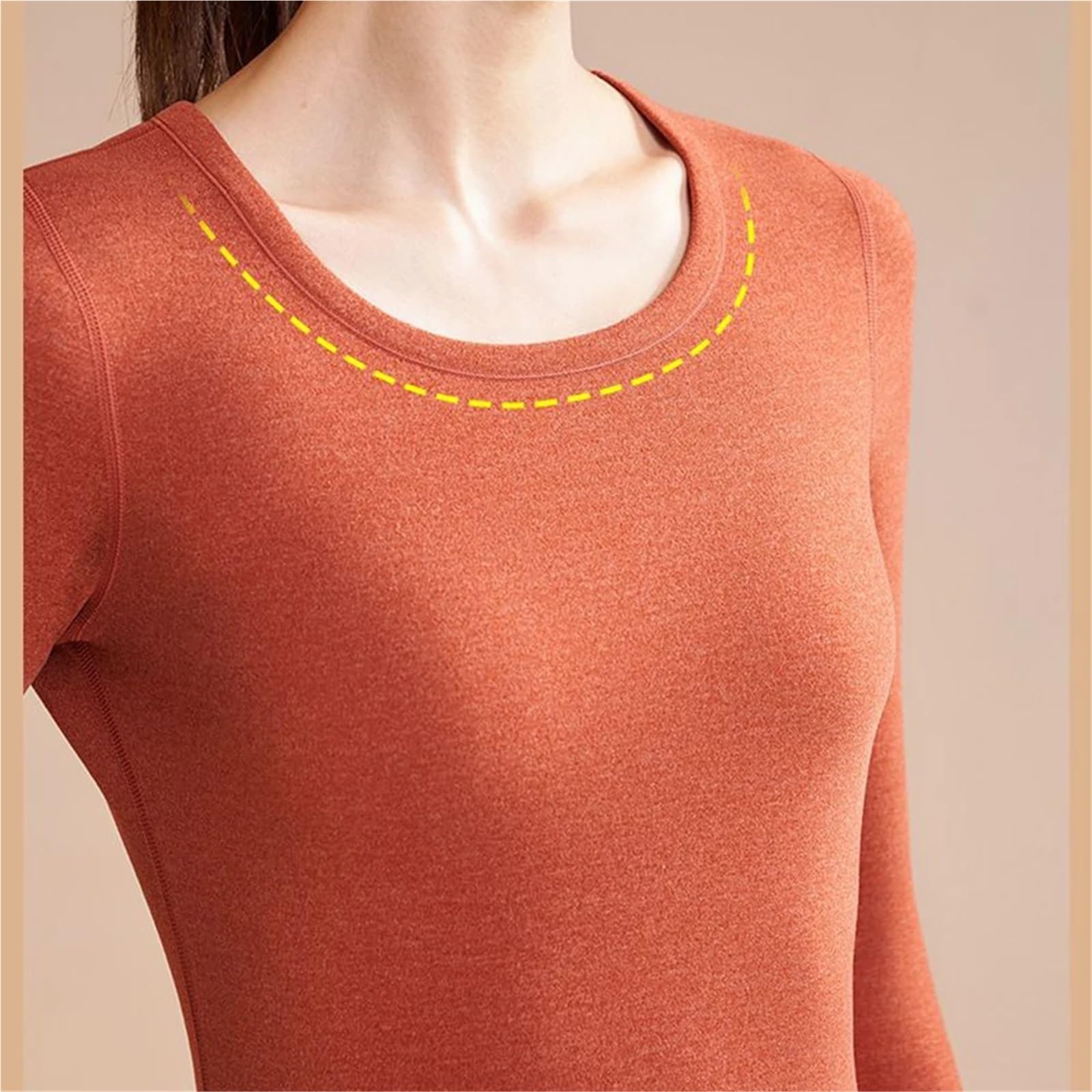 Conjunto de Ropa Interior térmica for Mujer, Gruesa Seda Cachemira for Invierno, sin Costuras, Alta Elasticidad, con Cuello Redondo para Esquí,Moto