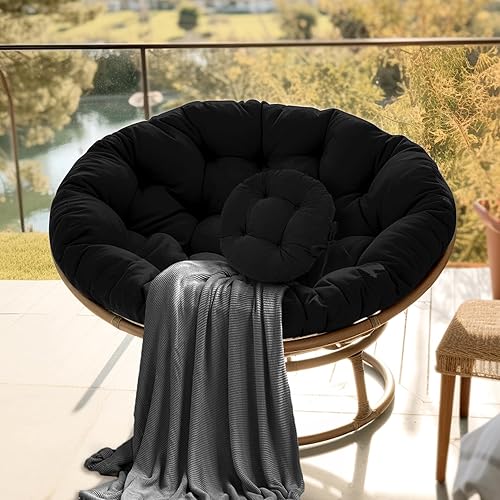 Miniatura 7 de Papasan - Cojín para silla, cojín Papasan para exteriores con lazos (paquete de 2), solo cojín Papasan, se adapta a sillas Papasan de 44 o 48