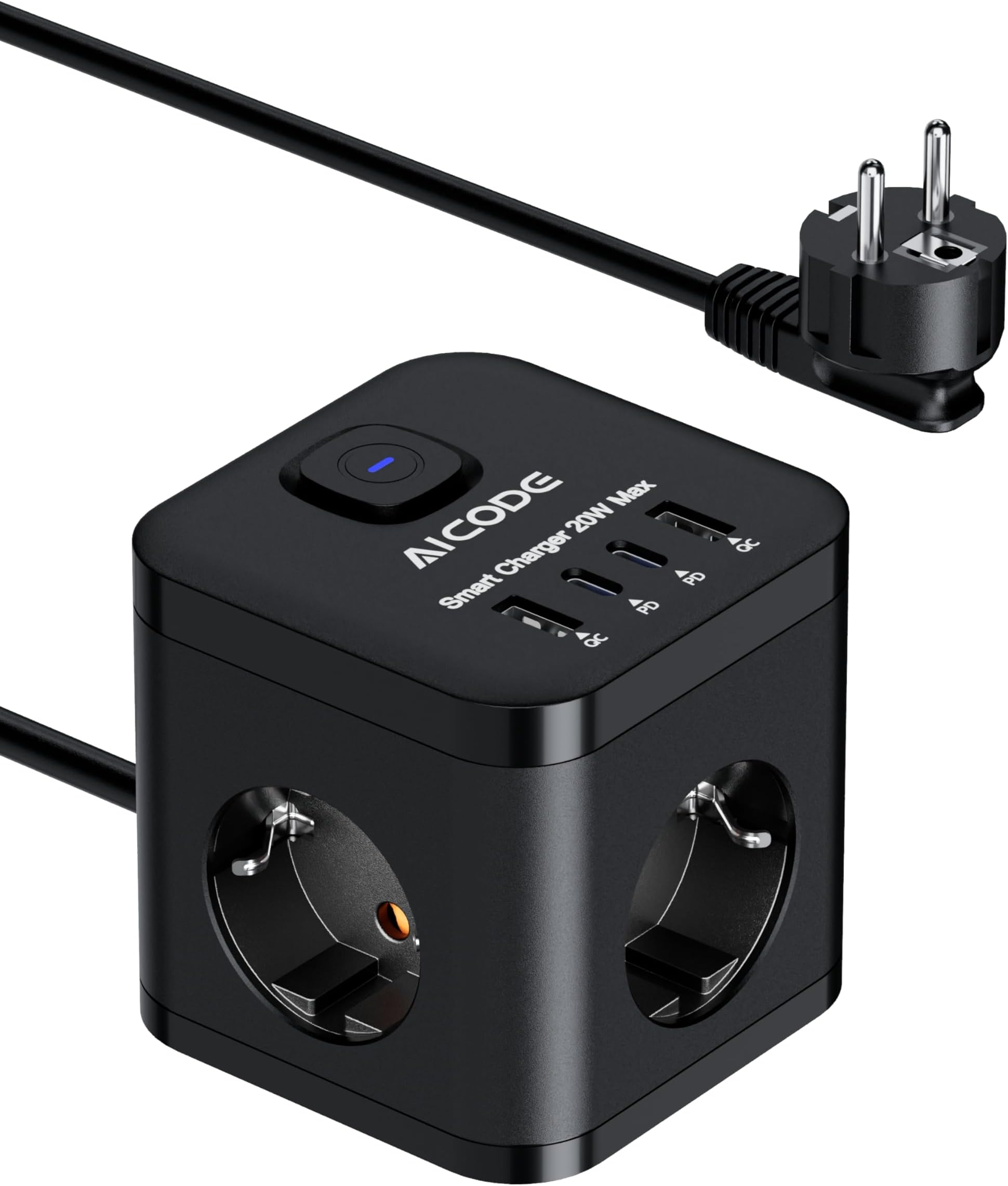 PD20W Power Steckdosenwürfel mit 3 USB, Magnetischer Fuß Würfel ... PD20W Power Steckdosenwürfel mit 3 USB, Magnetischer Fuß Würfel ...