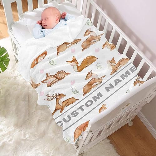 Miniatura 2 de BIGGER BLANKET Mantas personalizadas con nombre de ciervo, añade tu propio texto, acogedora manta de felpa ligera decorativa para mascotas, niños,