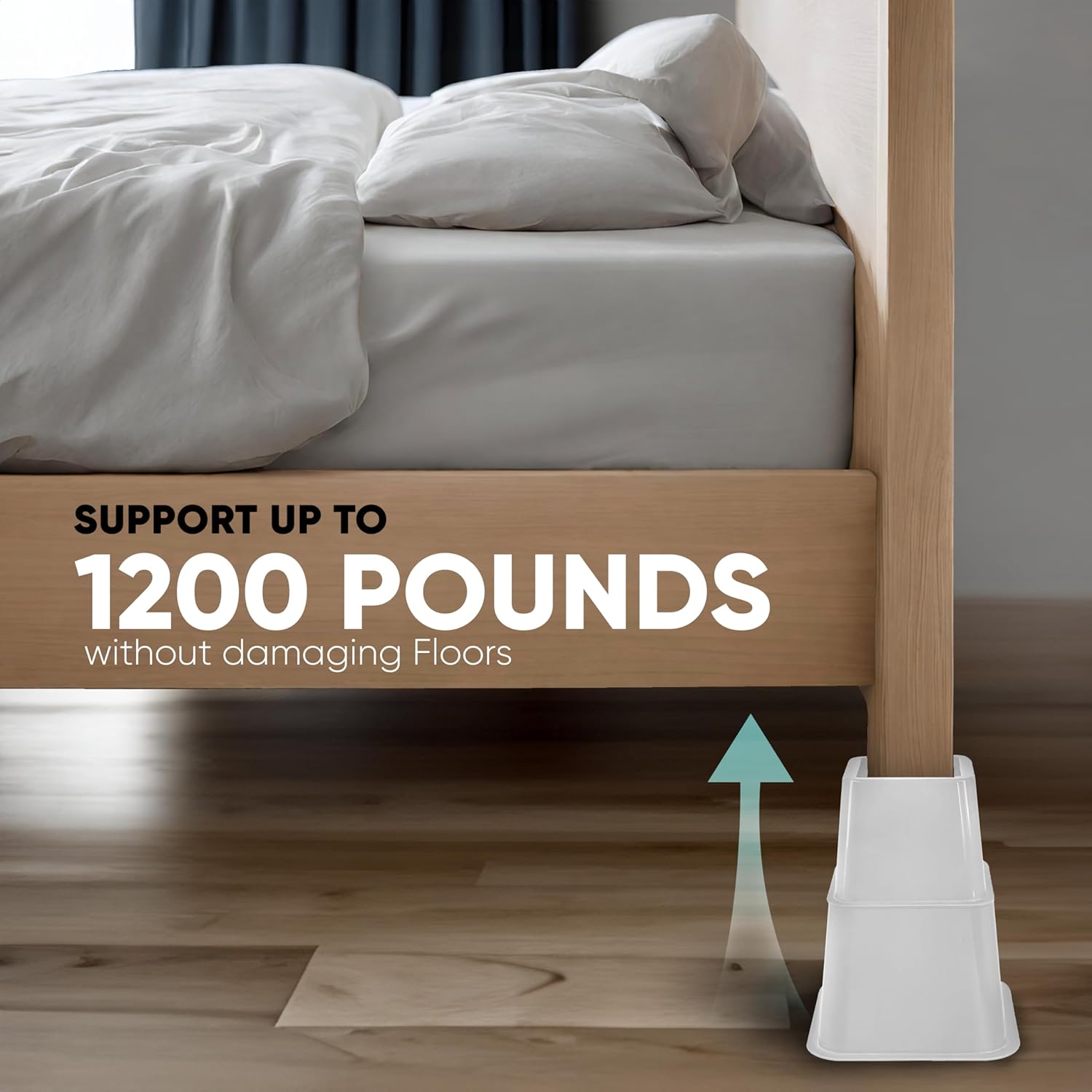 Home Intuition Heavy Duty Adjustable Bed Risers Furniture Riser 3, 5 or 8-Inch, 2 Pack, 16 Pieces Set (White)