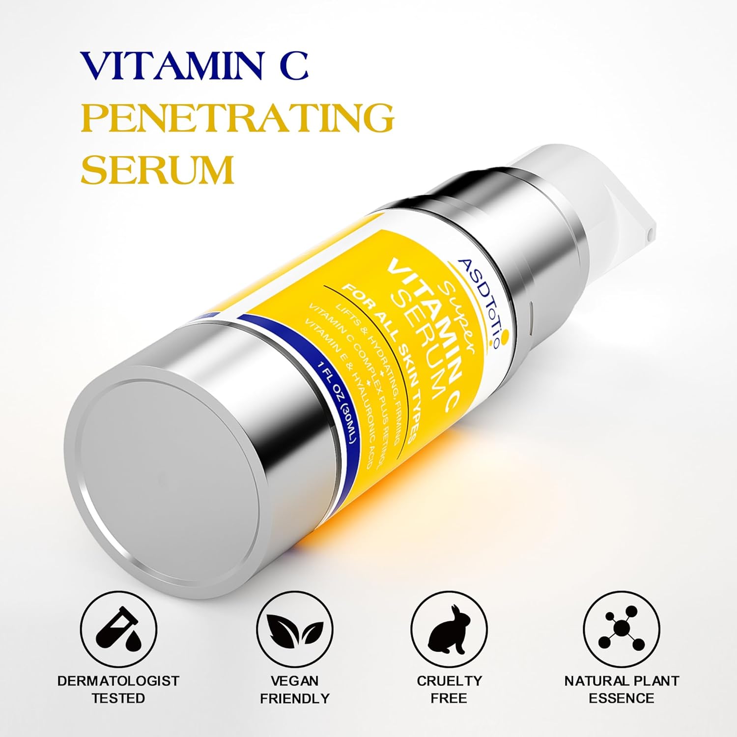 Super Vitamin C Serum With Hyaluronic Acid & Collagen Hydrates, Firms, Lifts Skin and Smooth for Women Over 70 Vitamin C Face Serum,1 FL OZ - Image 7