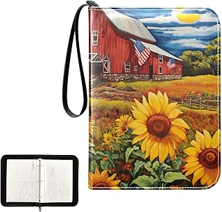 Sunflower Farmhouse Waterproof Trading Card Binder,400-Pocket Trading Album Display Holder,Display Case with Card Sleeves Set for Soccer Card,Gaming Cards,and Other TCG 2011605
