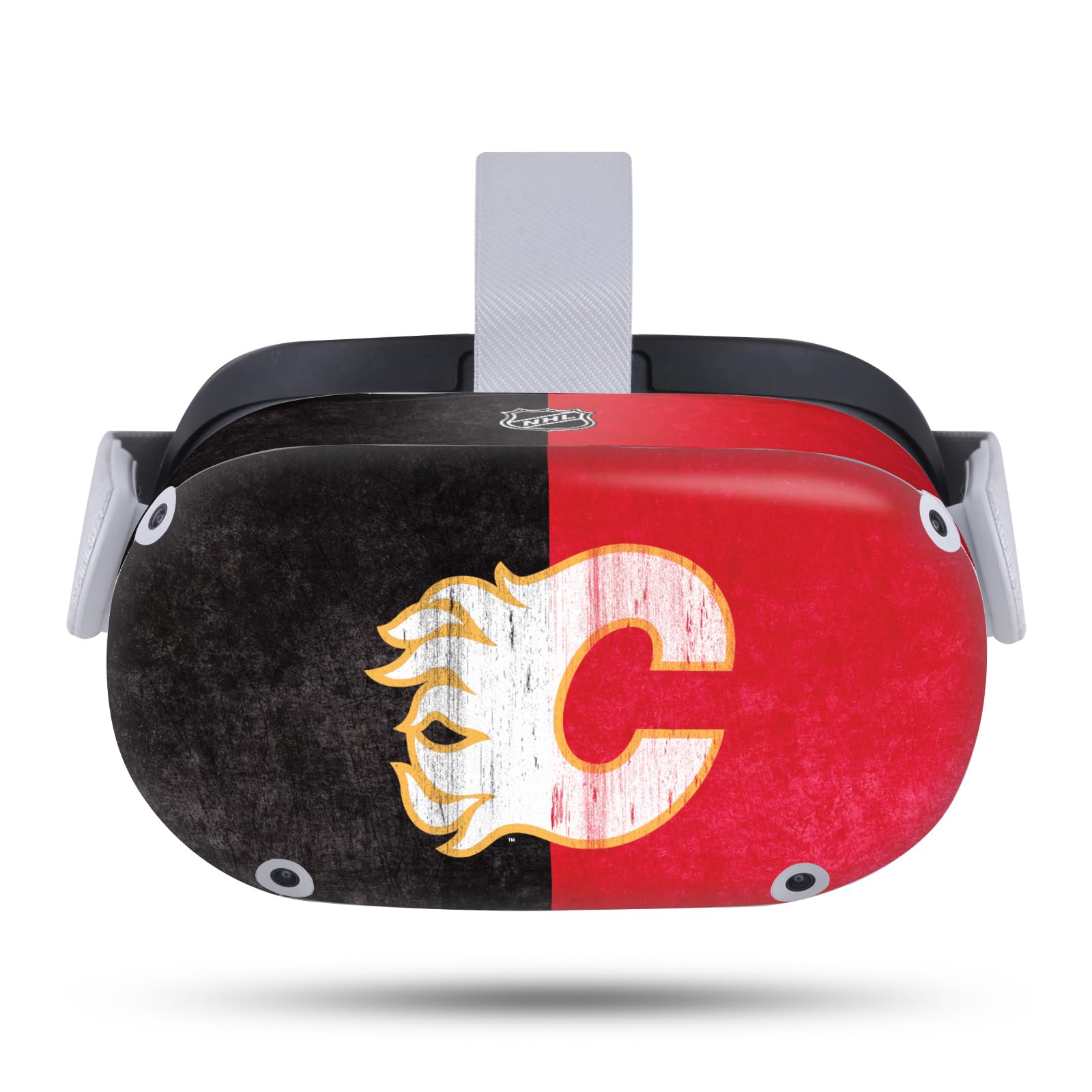 Head Case Designs Officially Licensed NHL Half Distressed Calgary Flames Vinyl Sticker Skin Decal Cover Compatible with Meta Quest 2