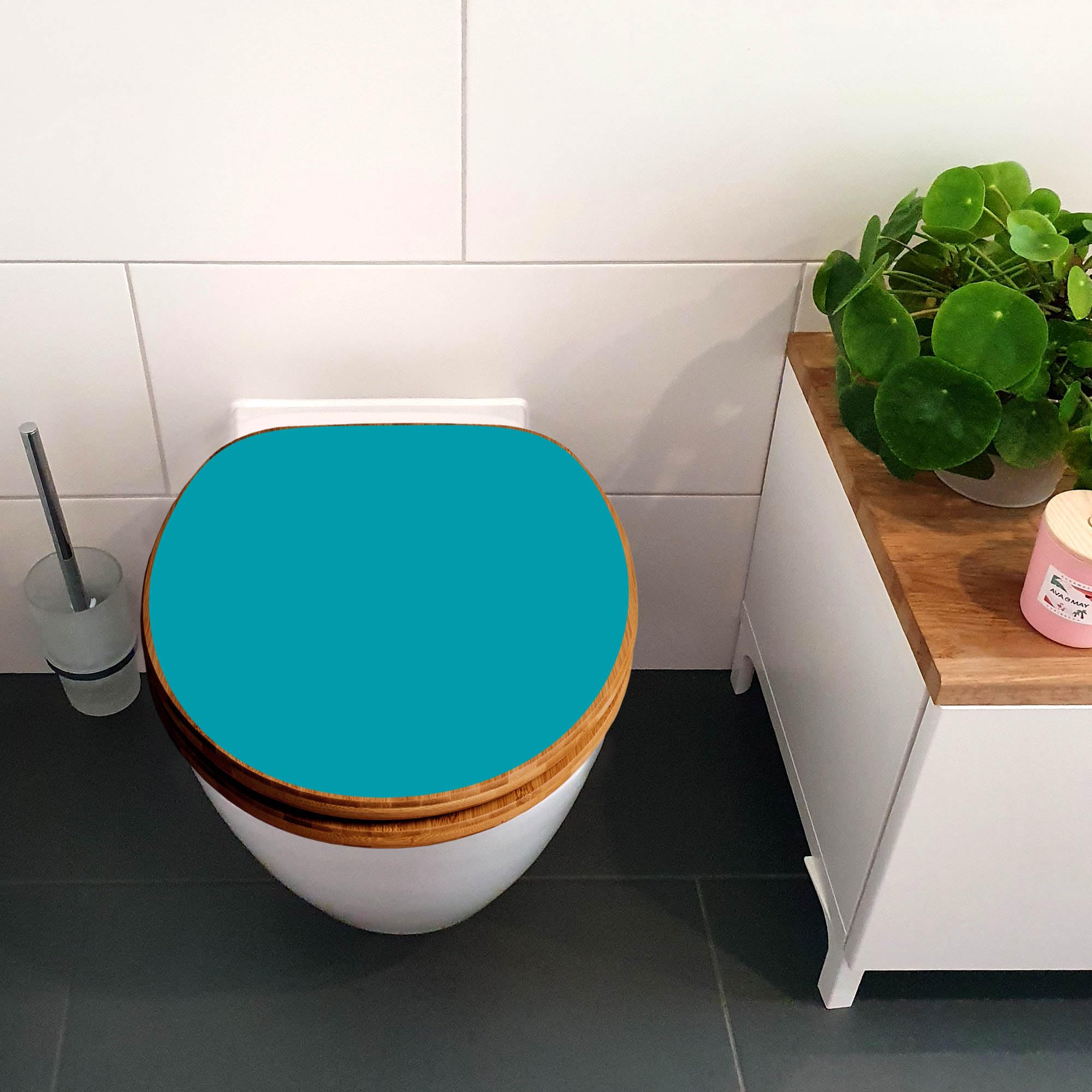 banjado Design WC Sitz Bambus Absenkautomatik 45,8x37,5cm - Toilettendeckel mit Absenkautomatik Holz - hochwertiger Bambus Klodeckel - WC-Sitz für gängigen Toiletten - Farbe Türkis