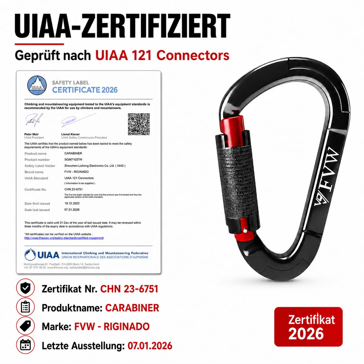 Robusti moschettoni da arrampicata, 25 kN, chiusura automatica, clip per amache, altalene, guinzaglio e imbracatura, campeggio, escursionismo e uso quotidiano