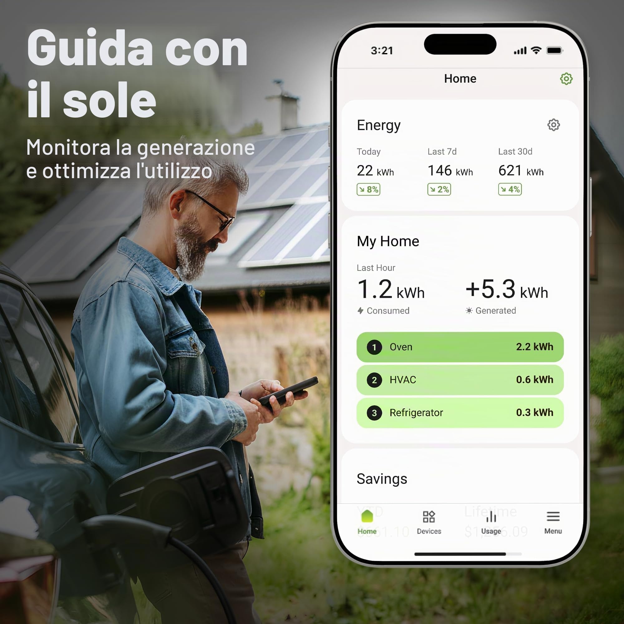 Smart Home Energy Monitor con 16 sensori di livello del circuito da 50 A | Vue - Monitor/misuratore di elettricità in tempo reale | Misurazione solare/netto