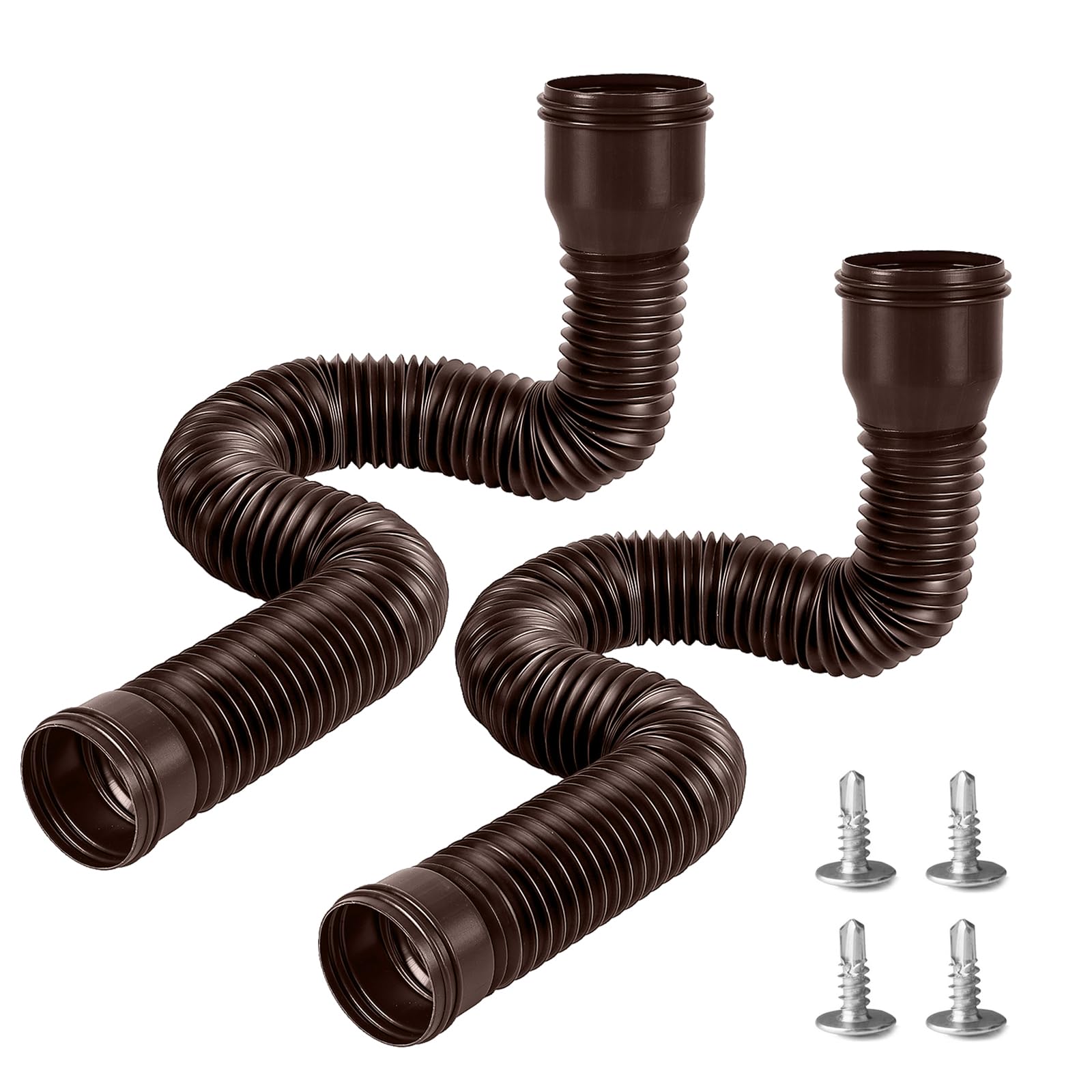 Tubo di scarico per grondaia, prolunga flessibile per tubo di scarico 80/100 mm, prolunga per grondaia estensibile da 47 a 150 cm (marrone, 2 pezzi)