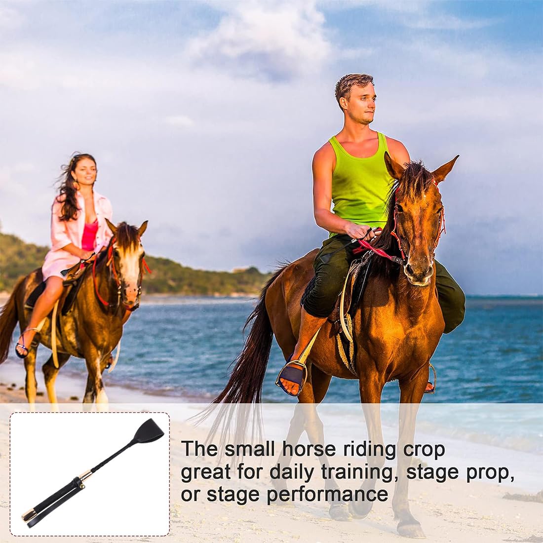 Frusta per Cavallo con Pelle PU,1 frusta da equitazione in pelle nera con manico antiscivolo, frusta da equitazione con manico, accessori da equitazione, frusta da equitazione, per giochi di ruolo