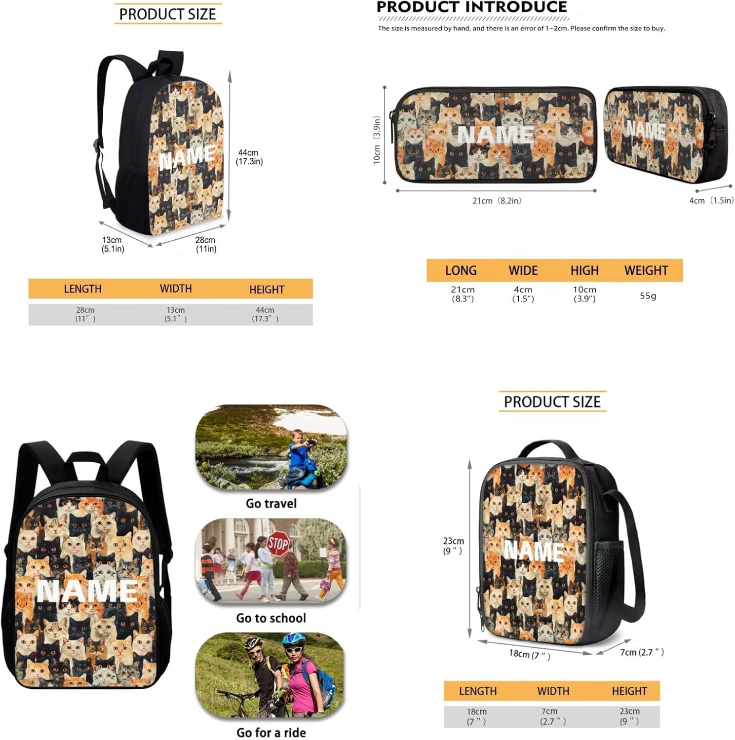 Backpack for Boys Kids Girls, 3 Piece Students Bookbags Set with Lunch Box Pencil Case Lightweight School Bag for Boys Kids