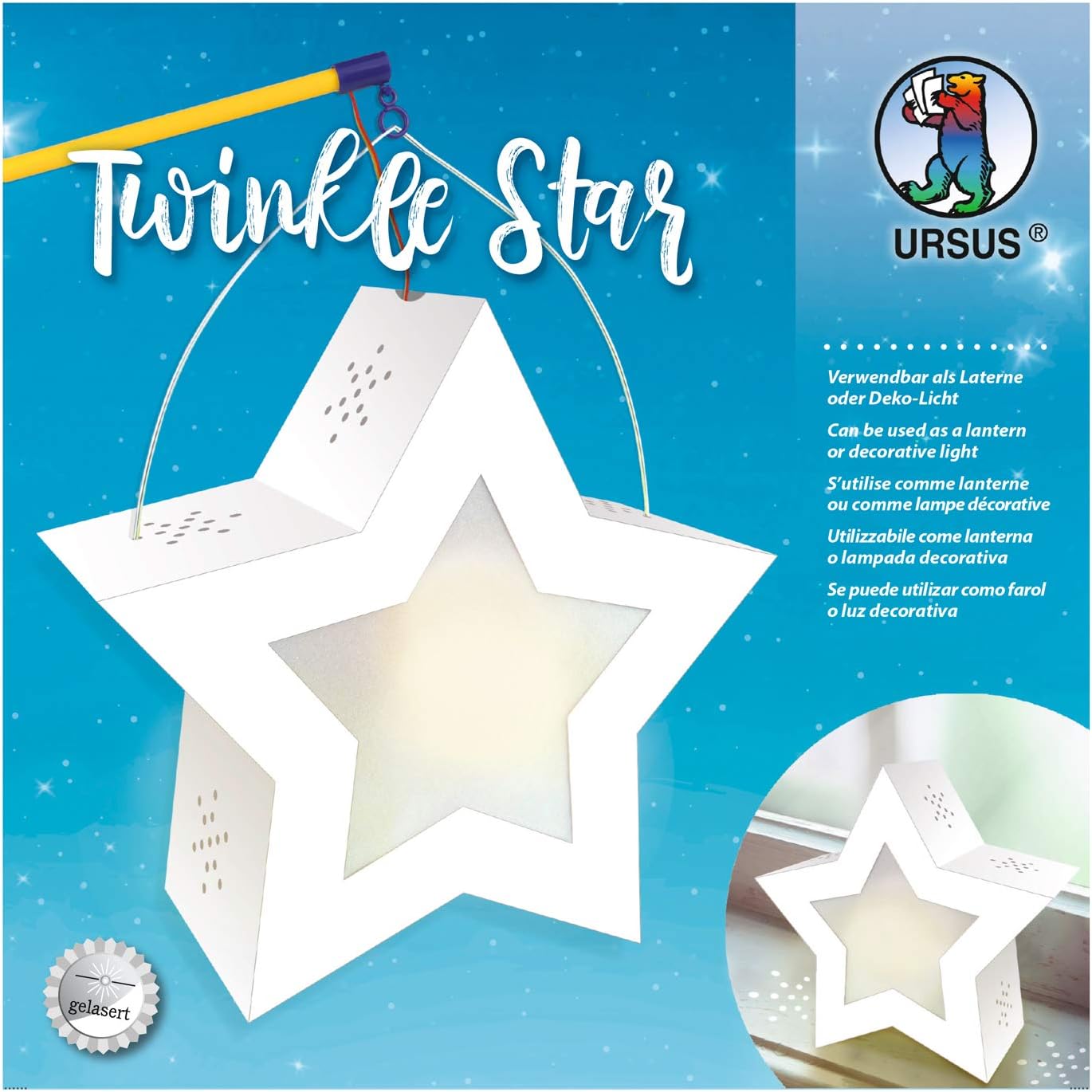 Ursus Laternen Bastelset Twinkle Star Neon Orange - DIY Laterne Für St. Martin