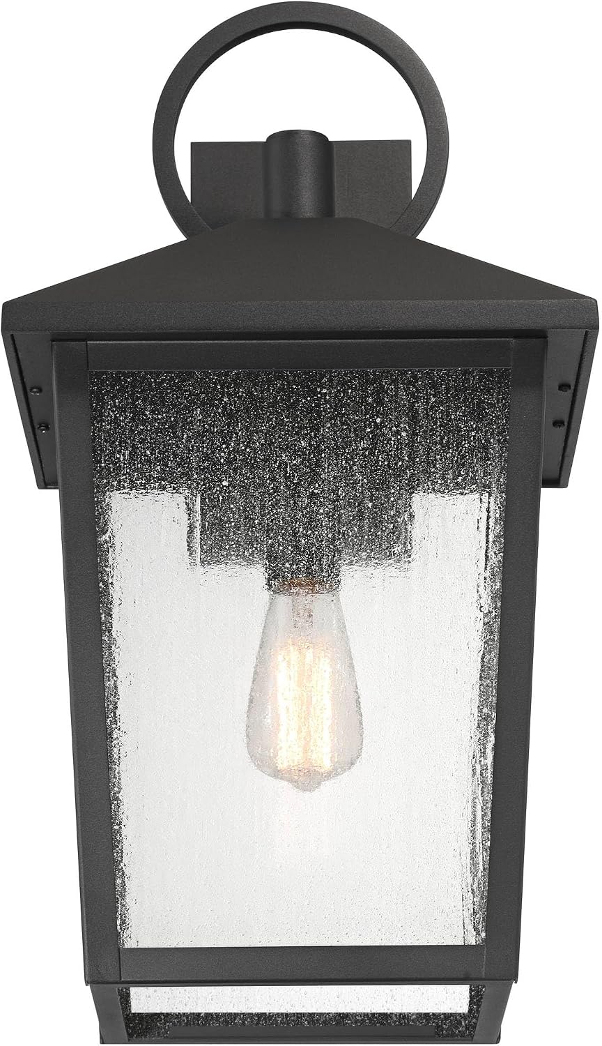 John Timberland Westmont 22" High Modern Marine Grade Outdoor Wall Light Fixture Mount Porch House Exterior Outside Lantern Weatherproof Sand Black Aluminum Seeded Glass Shade Front Door Patio