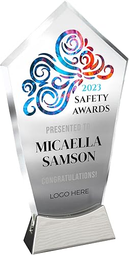 Placa de vidrio personalizada de 9 1/4 pulgadas, placa de jubilación y empleado – Premio y trofeo personalizados – Regalo de agradecimiento y