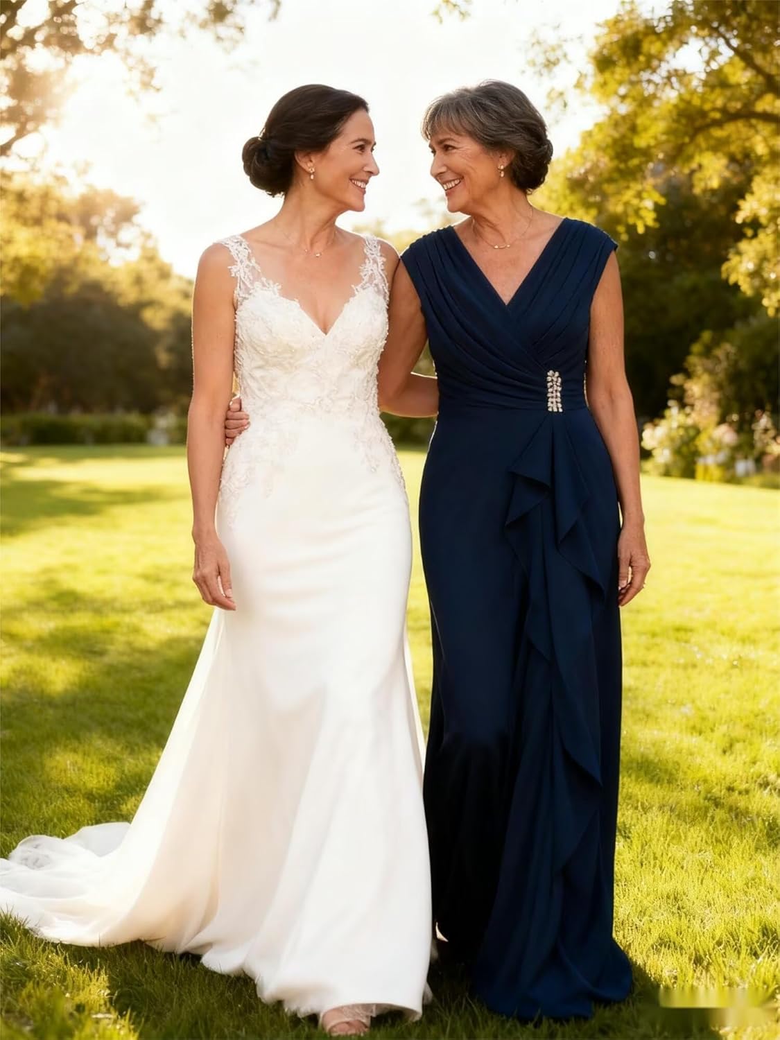 Long Chiffon Mother of The Bride Dresses for Women Pleated V Neck Formal Evening Dress with Slit JUK05 - Image 6