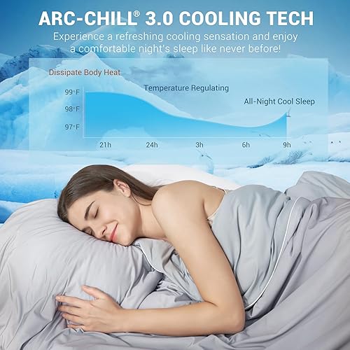 Miniatura 10 de Elegear Revolucionario edredón refrescante King que absorbe el calor corporal para mantenerte fresco, edredón ligero de verano japonés Arc-Chill