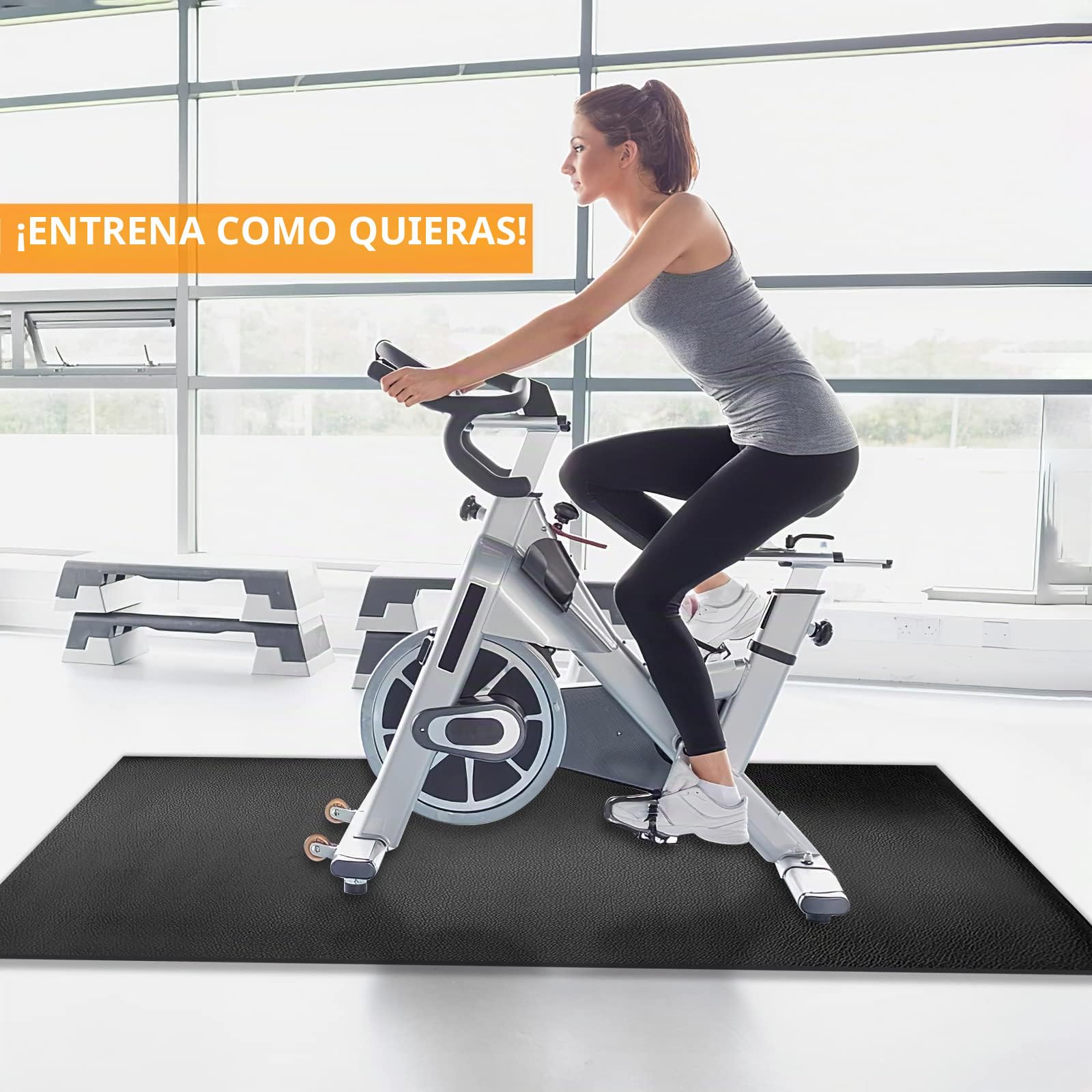 Esterilla de Ejercicio y Equipo de Fitness, Antideslizante, Alfombrilla Protectora de Piso para Cintas de Correr, Ciclismo, Rowers, Cross Trainers y Otros Equipos de Gimnasio, 180cm x 80 cm