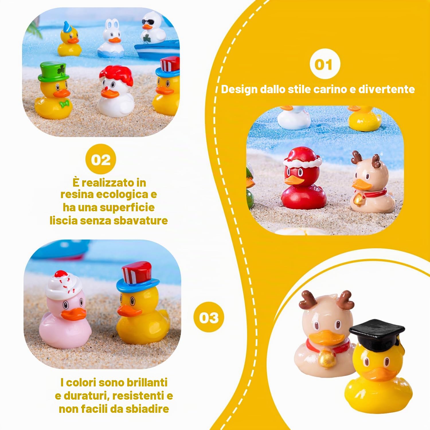 16 pezzi Mini anatre bulk piccole anatre, decorazioni in miniatura per paesaggi e decorazioni da giardino