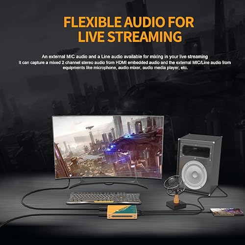 Miniatura 4 de AVMATRIX Tarjeta de captura de juegos UC2218-4K, paso 4K60, captura sin comprimir Plug and Play 1080p60 para transmisión en OBS, Vmix, latencia