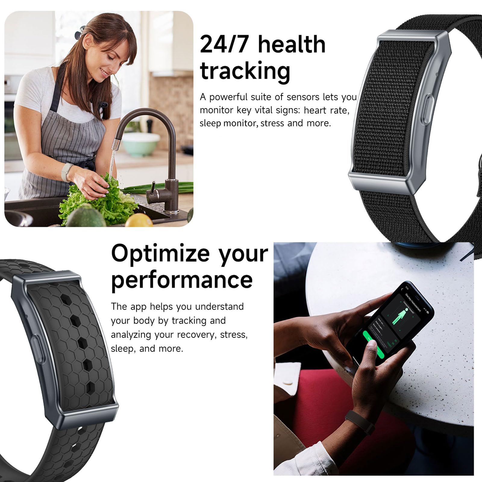 findtime Aktivitätstracker Fitness Armband ohne Display Schrittzähler Schlafmonitor Herzfrequenzmesser Kalorie Distanz-Tracking Multisport Modi IP68 Wasserdicht Leicht 2 Armbänder Schwarz