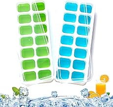 Netiva 2-Pack Pop-Up Ice Cube Trays with Lids – 21 Cavities Each, Easy Release, Stackable, BPA-Free Silicone Bottom – Food Grade Ice Molds for Freezer & Cocktails, White