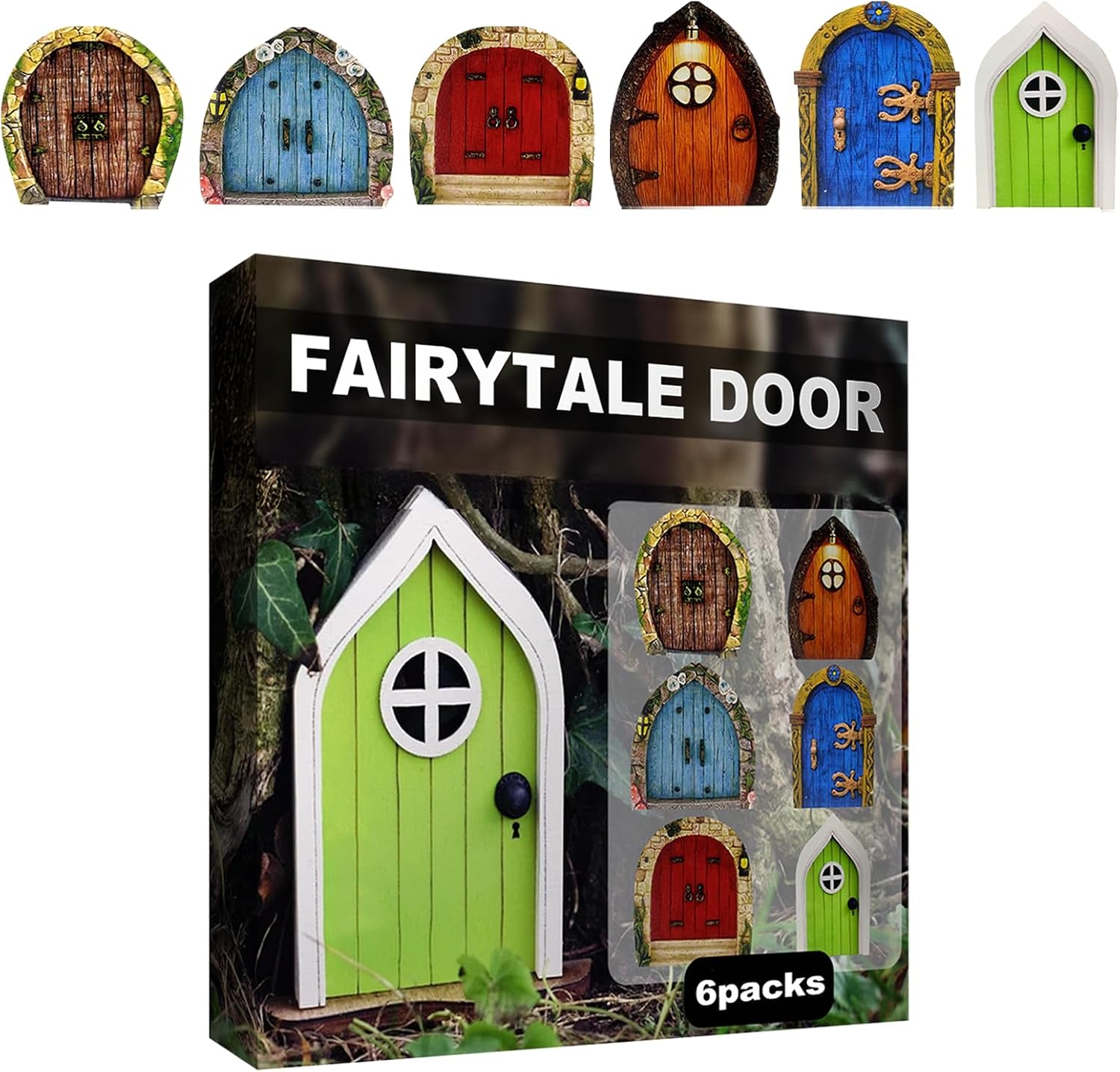 Set of 6 Fairy Garden Door Miniature Garden Decor Outdoor Garden Accessory for Gardens Gate Decoration in Yard Landscaping and Indoor Decor