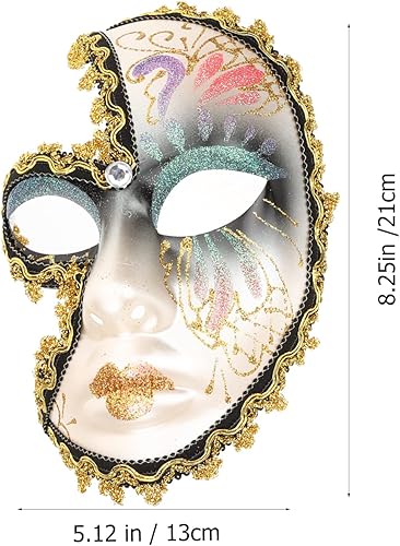 Miniatura 3 de LUOZZY Máscara de mascarada con palo de sujeción, máscara de carnaval Mardi Gras para actuaciones en escenario, máscara de baile elegante, color