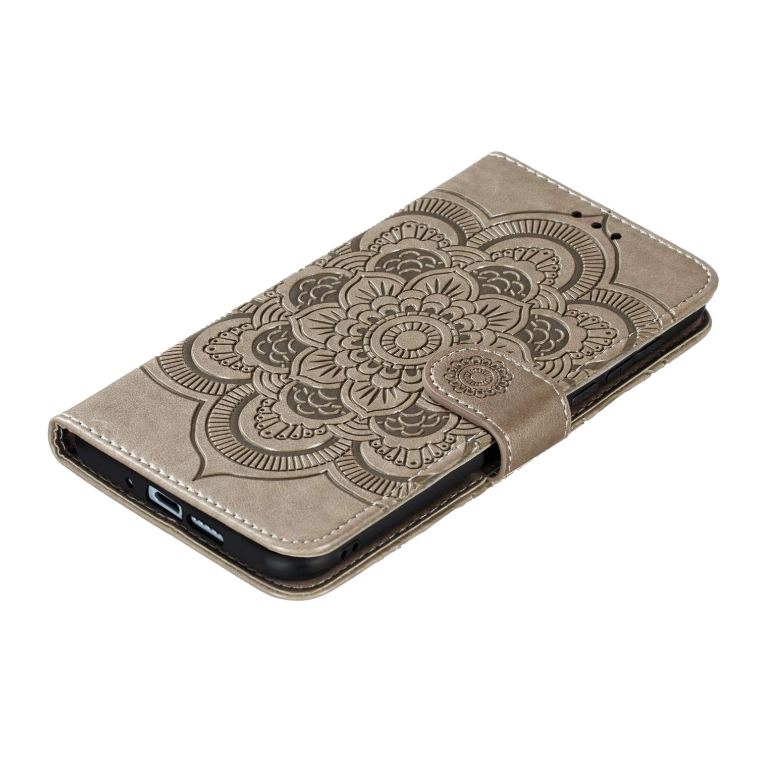 Coque pour Huawei Enjoy 10S Prime PU Cuir Flip Folio Housse Étui Cover Case Wallet Portefeuille Support Dragonne Fermeture Magnétique pour Huawei Enjoy 10S - JEEB010547 Gris