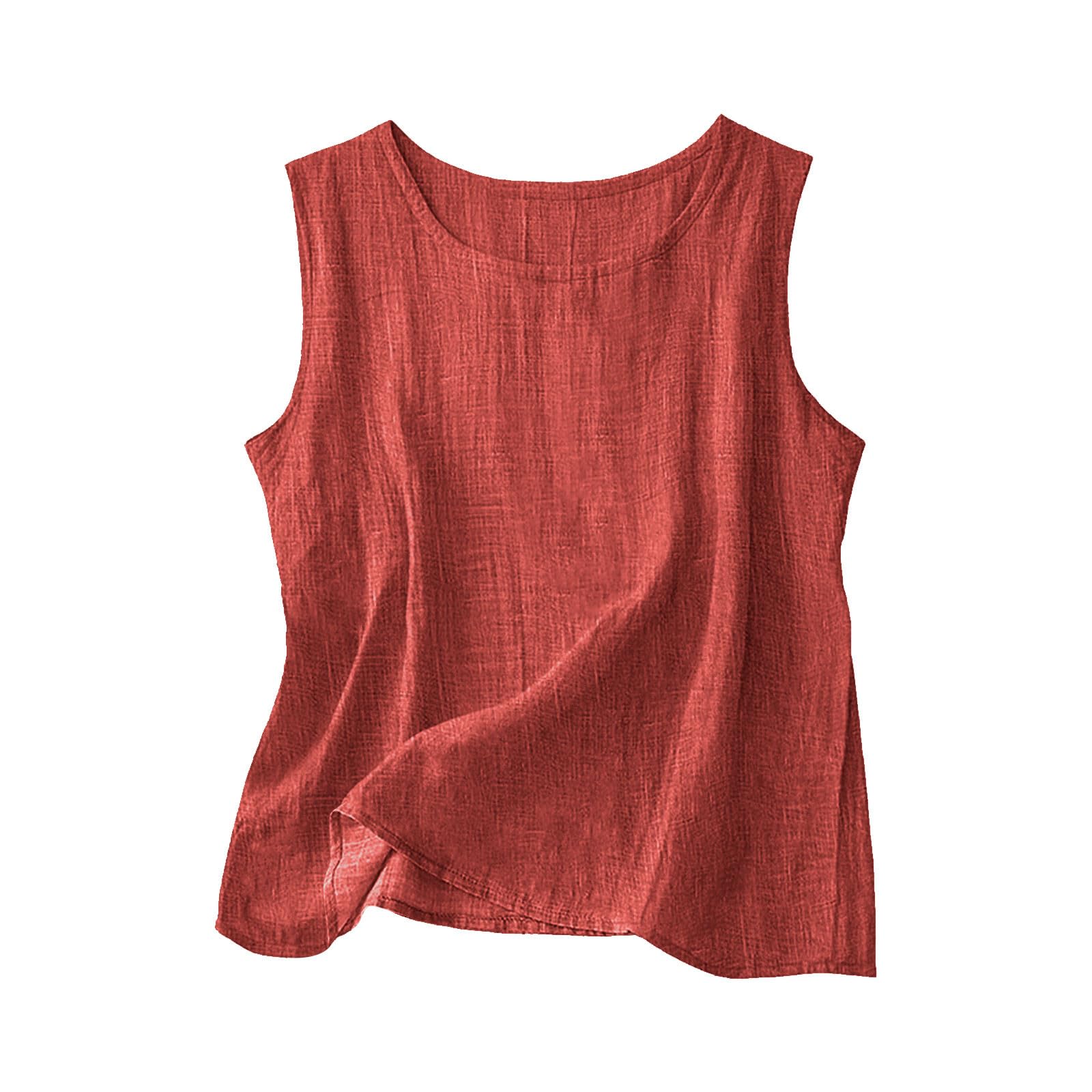 Linen Shirts for Women Linen Crewneck Tank Tops 2026 Spring Summer Beach Sleeveless Tops 2026 Fashion Vacation Shirts — view 14