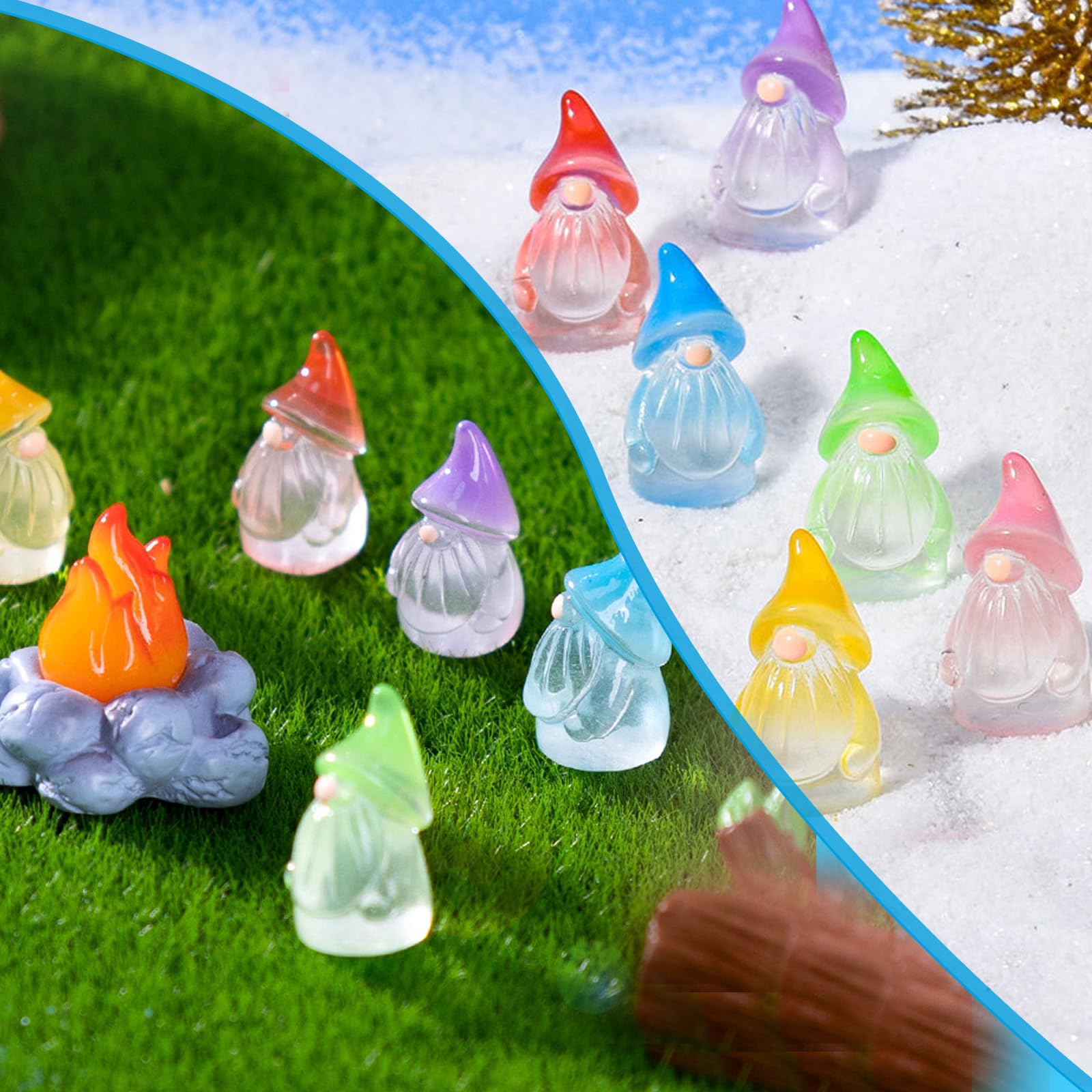 30 sztuk żywiczne świecące miniaturowe krasnale ogrodowe świecące w ciemności figurki ogrodowe krasnale miniaturowe dekoracje krajobrazu