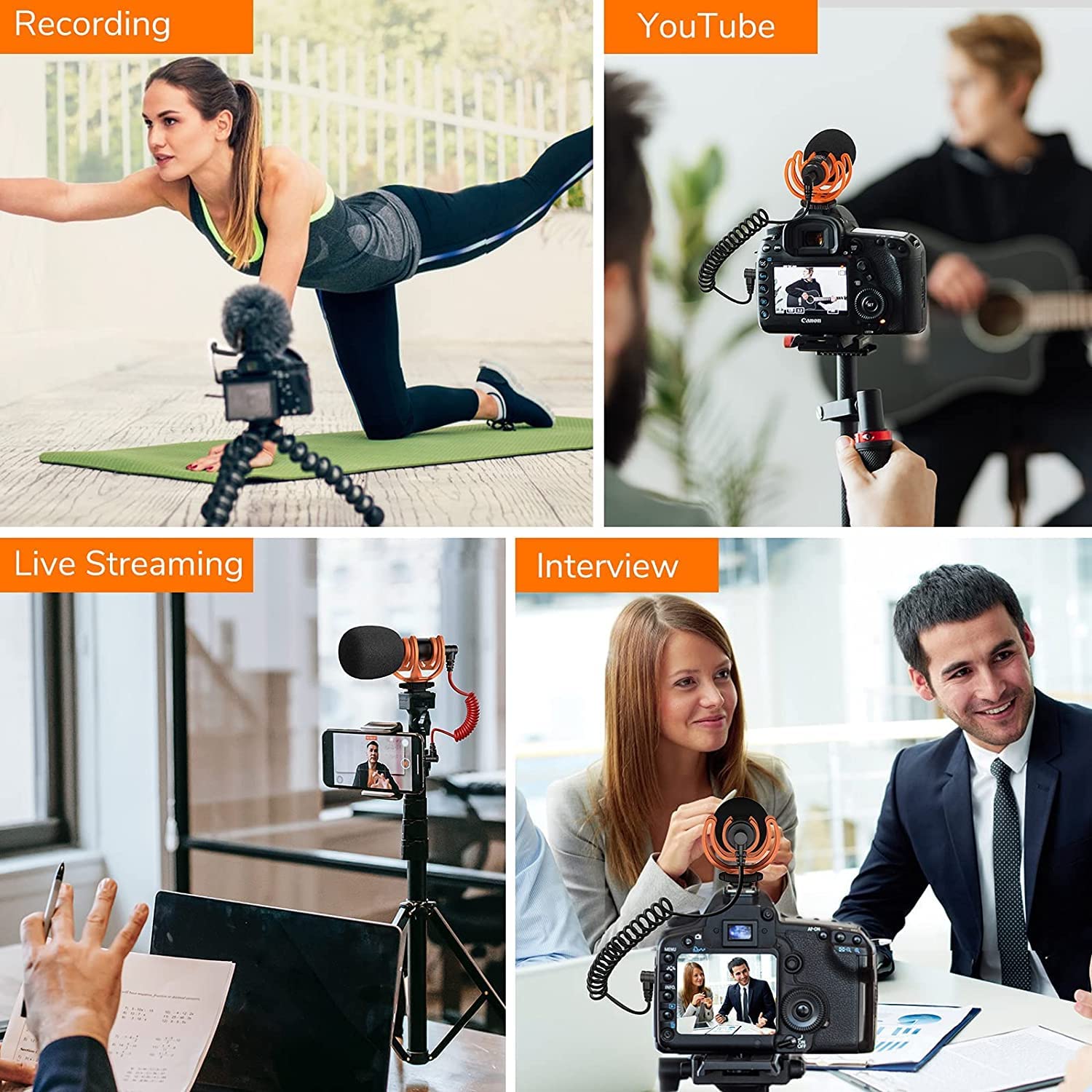 Pixel M80 Video Microphone, Microphone Caméra Compact avec Support Antichoc, 3.5mm Mic pour iPhone/Android/Appareil Photo/PC/Tablette - Vidéaste Interview Streaming Youtubeur Volg