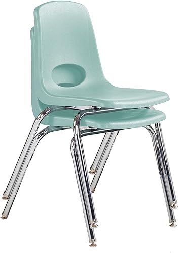 Miniatura 3 de FDP 13050-SF - Silla escolar apilable de 18 pulgadas, asiento apilable para estudiantes con patas de acero cromado y deslizadores giratorios para