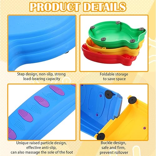 Miniatura 6 de 10 piezas de balanceo de piedras sensoriales para carreras de obstáculos en el patio trasero, incluye 4 haces de equilibrio, 6 piedras