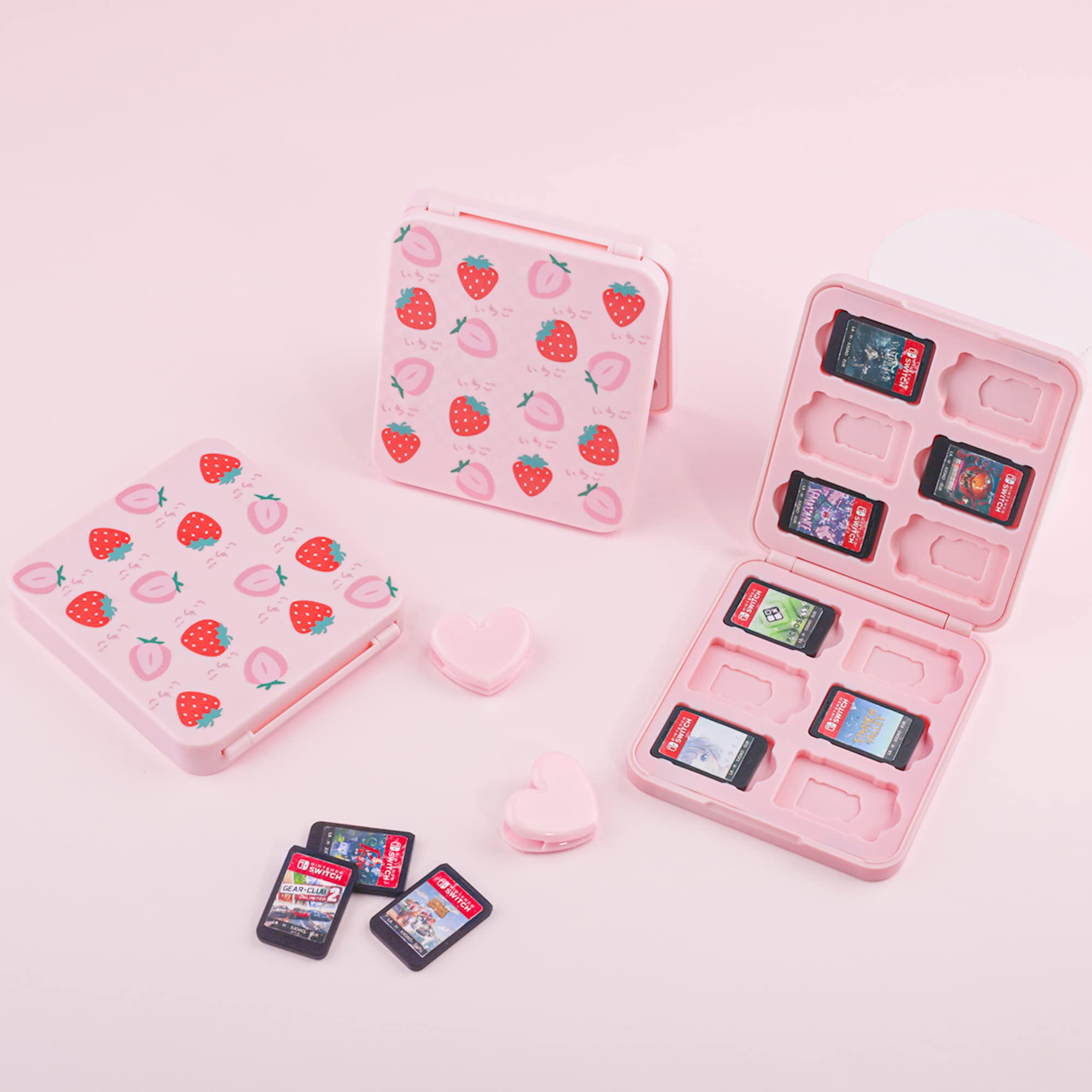 FUNDIARY Sac de voyage pour Nintendo Switch, OLED et Lite, sac à bandoulière portable pour Switch, sac à dos à bandoulière avec étui de jeu et 2 capuchons de pouce – Rose fraise