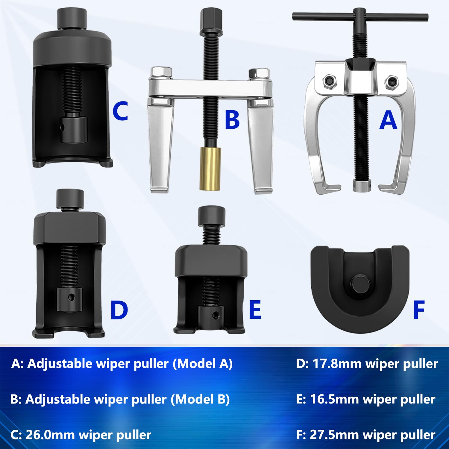 ZKTOOL Set di 6 estrattori per braccio tergicristallo, estrattore regolabile per tergicristallo, strumento di rimozione del braccio del tergicristallo, strumento di rimozione del terminale della