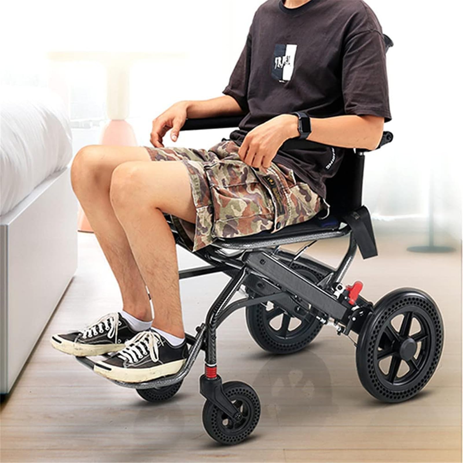 UYSELA Silla de Ruedas Ligera Plegable, Silla de Ruedas de Viaje Ultraligera para el Hogar, Sillas de Ruedas de Aluminio para Adultos, Niños y Ancianos