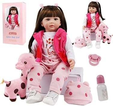 ZIYIUI 24 Inch 60cm Reborn Baby Dolls Soft Silicone Vinyl Lifelike Handmade Reborn Girls Baby Toddlers Newborn Toys Xmas Gifts Reborn Babies