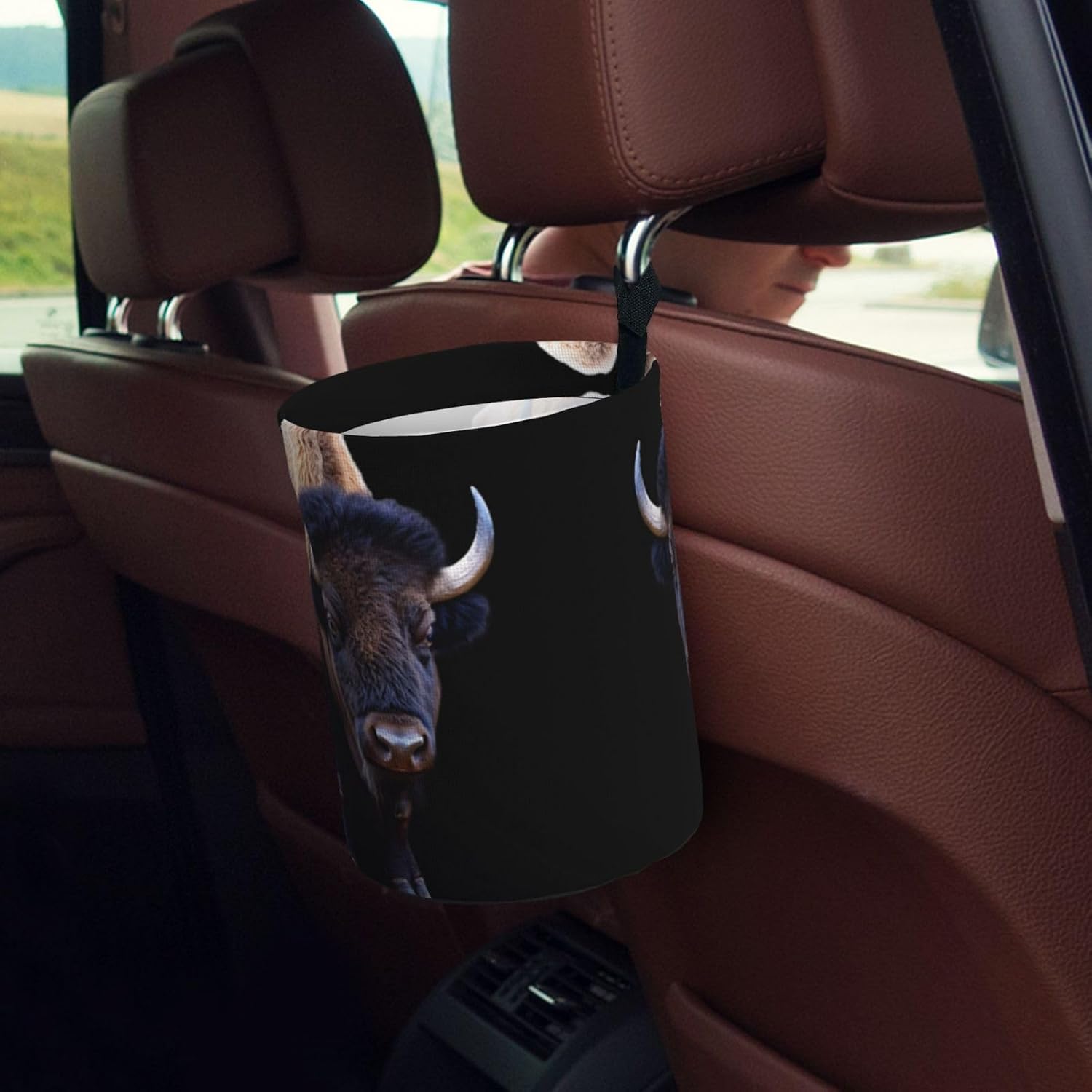 Bison Standing Portable car Trash can, Practical car Storage Bucket, Practical, Convenient and Foldable, a Must-Have for Cars. image 5