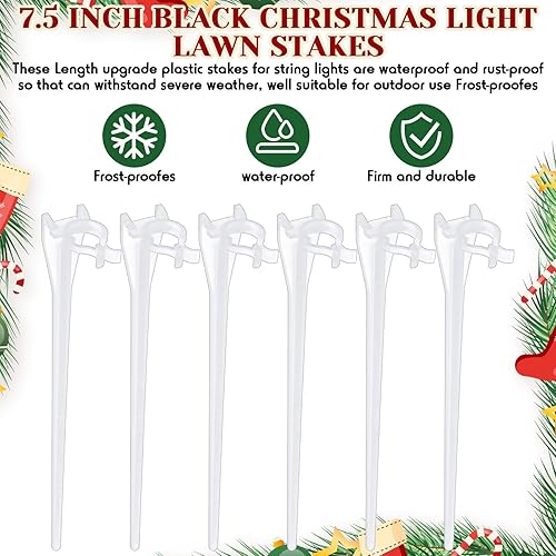 Vista 6 de Jetec Estacas de luz de Navidad universales para patio, césped, luces navideñas para tira de luces C7 C9, estacas de suelo de 7.5 pulgadas para Claro