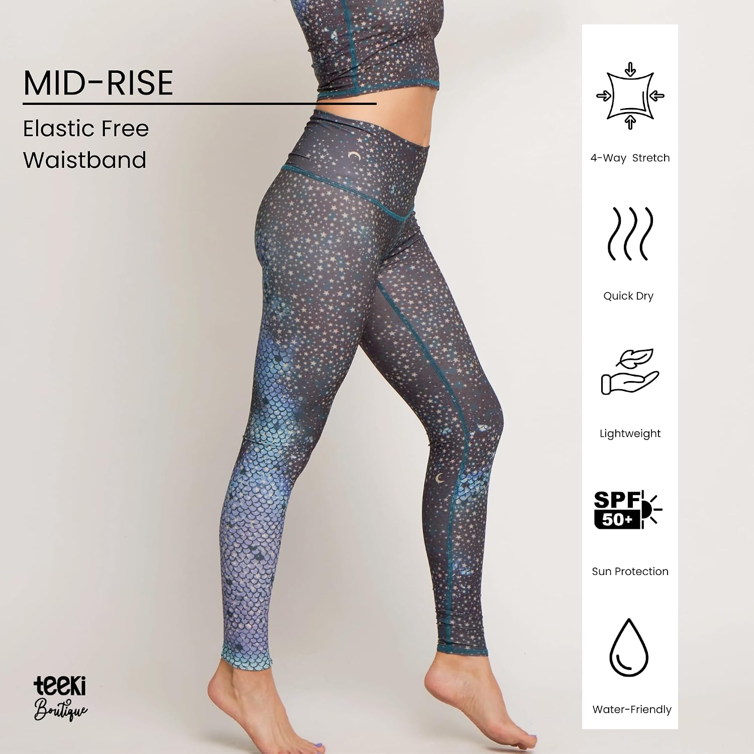 teeki Hot Pants Leggings for Women, USA Made Sustainable Eco Luxury Activewear Quick Dry