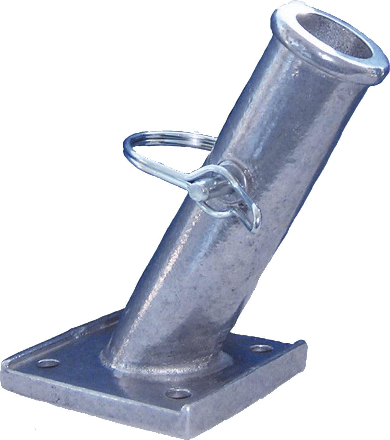 Heavy Duty Cast Aluminum Flagpole Bracket 50 Degree Angle 1" Diameter Pole Locking Pin