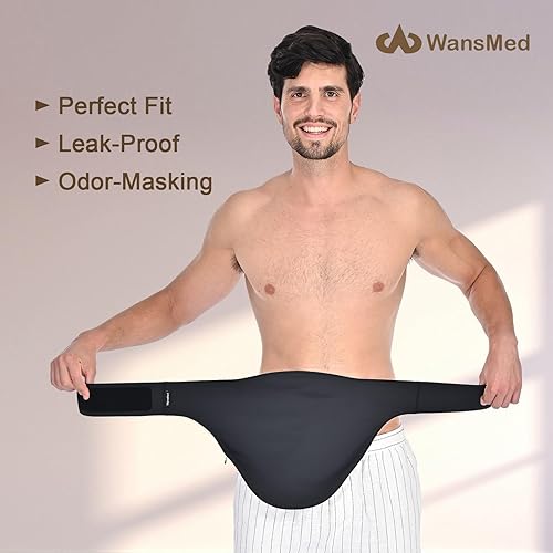 Miniatura 4 de Fundas para bolsas de ostomía para hombres y mujeres, cinturón de ostomía para deportes y vida cotidiana, suministros de colostomía, negro (XXL)