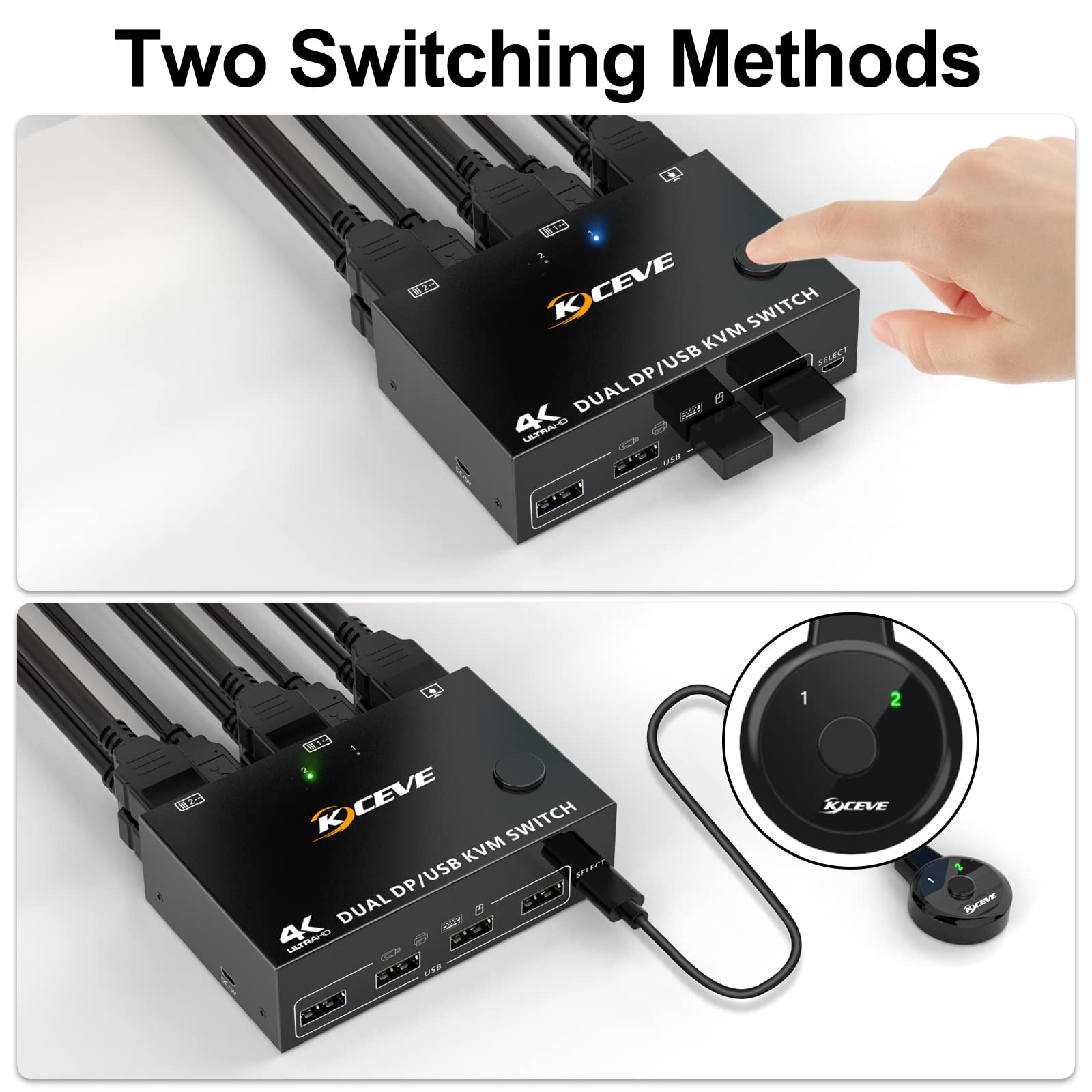 MLEEDA KVM Switch 2 PC 2 Monitor 4K@60Hz 2K@120Hz