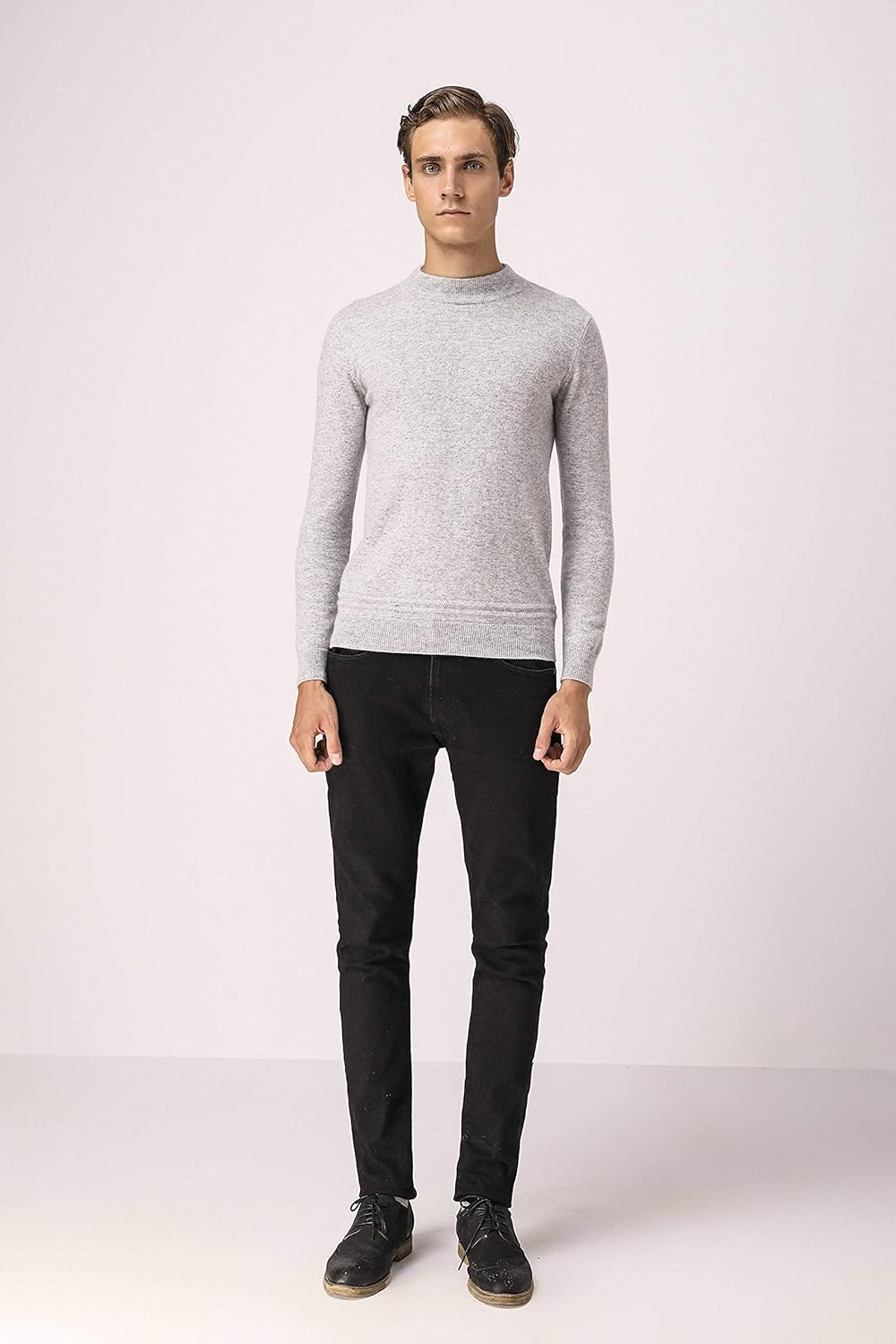 BEYOND FASHION Men's 100% Pure Cashmere Sweater Turtle Neck Long Sleeve Pullover