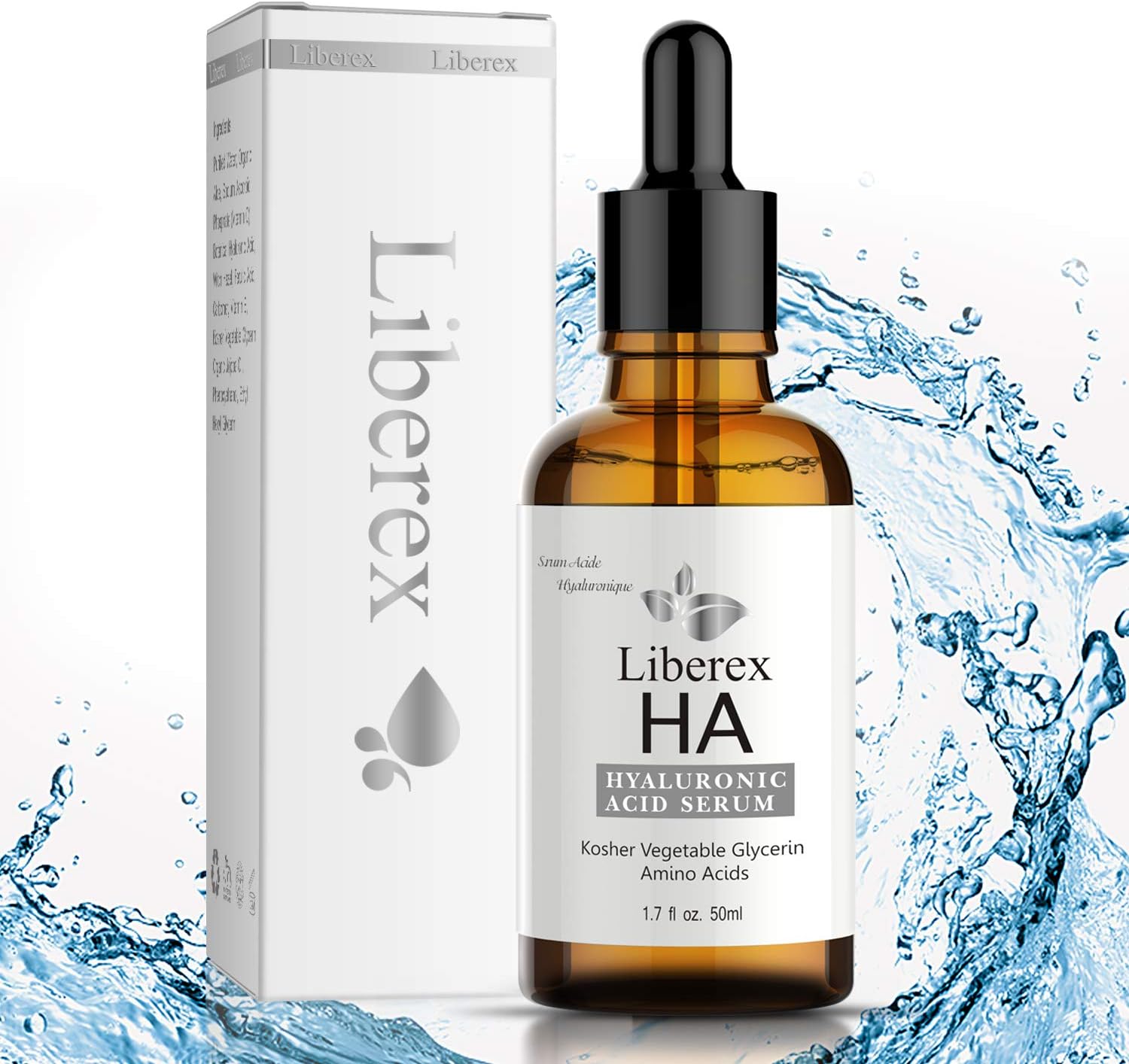 Hyaluronic Acid Serum for Face - Liberex Firming Hydrating Facial Moisturiser Topical Plump & Soft Lift Skin Serum with Vitamin C & E, Witch Hazel for Hydrate & Brighten YOUR Skin, 50ml, 0.7oz