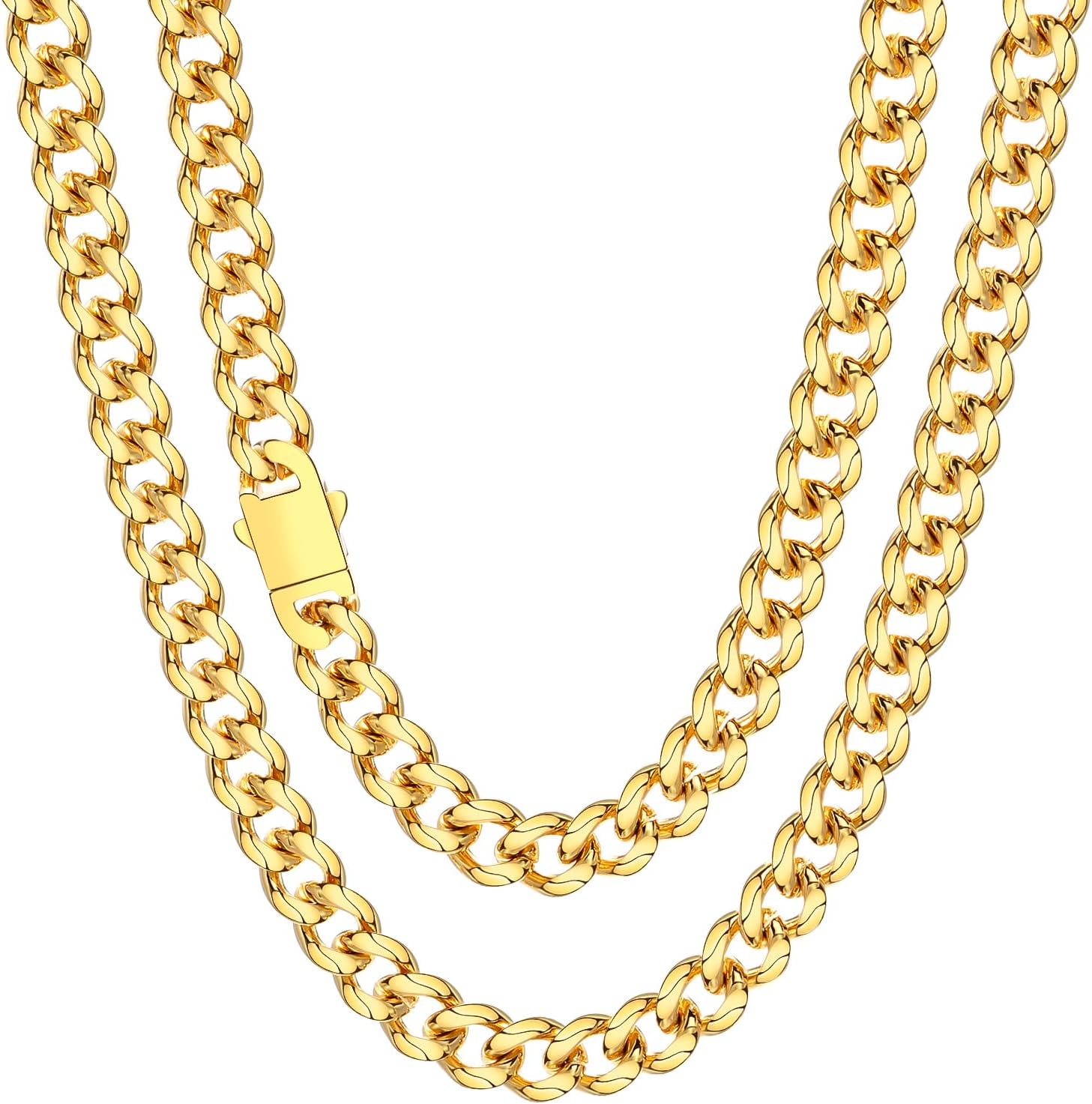 FEEL STYLE Chunky Cuban Link Chain for Men Women - Stainless Steel Gold Necklace for Women Men - Gold Silver Plated Choker Thick Trendy Punk Hip Hop Chain Jewelry 8mm/12mm/16mm - Image 8