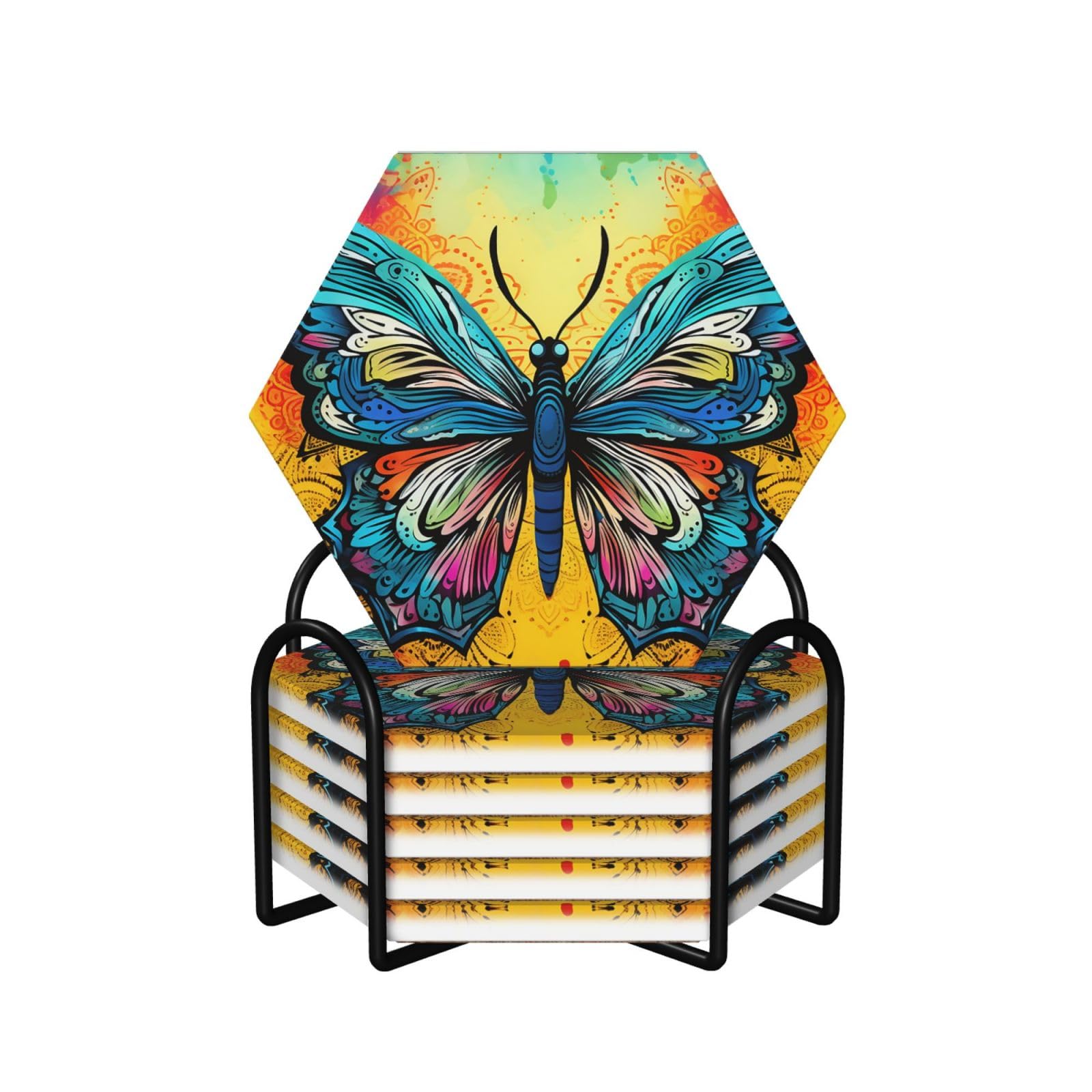 Dessous de verre hexagonaux pour l'apéritif lot de 6 pièces en céramique et liège