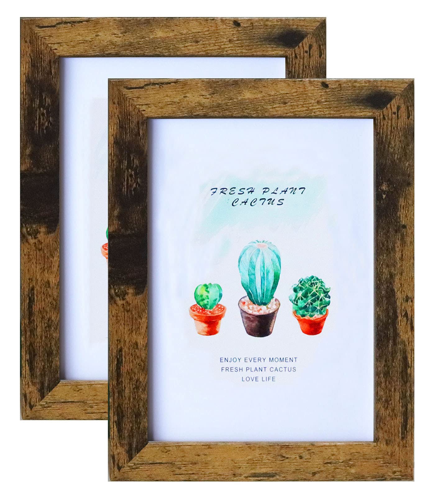 Mochose Brown 5X7 Inch Rustic Wooden Photo Frame Picture Frames 7X5 Inch Photo Frame For Tabletop Or Wall Display 2 Packs