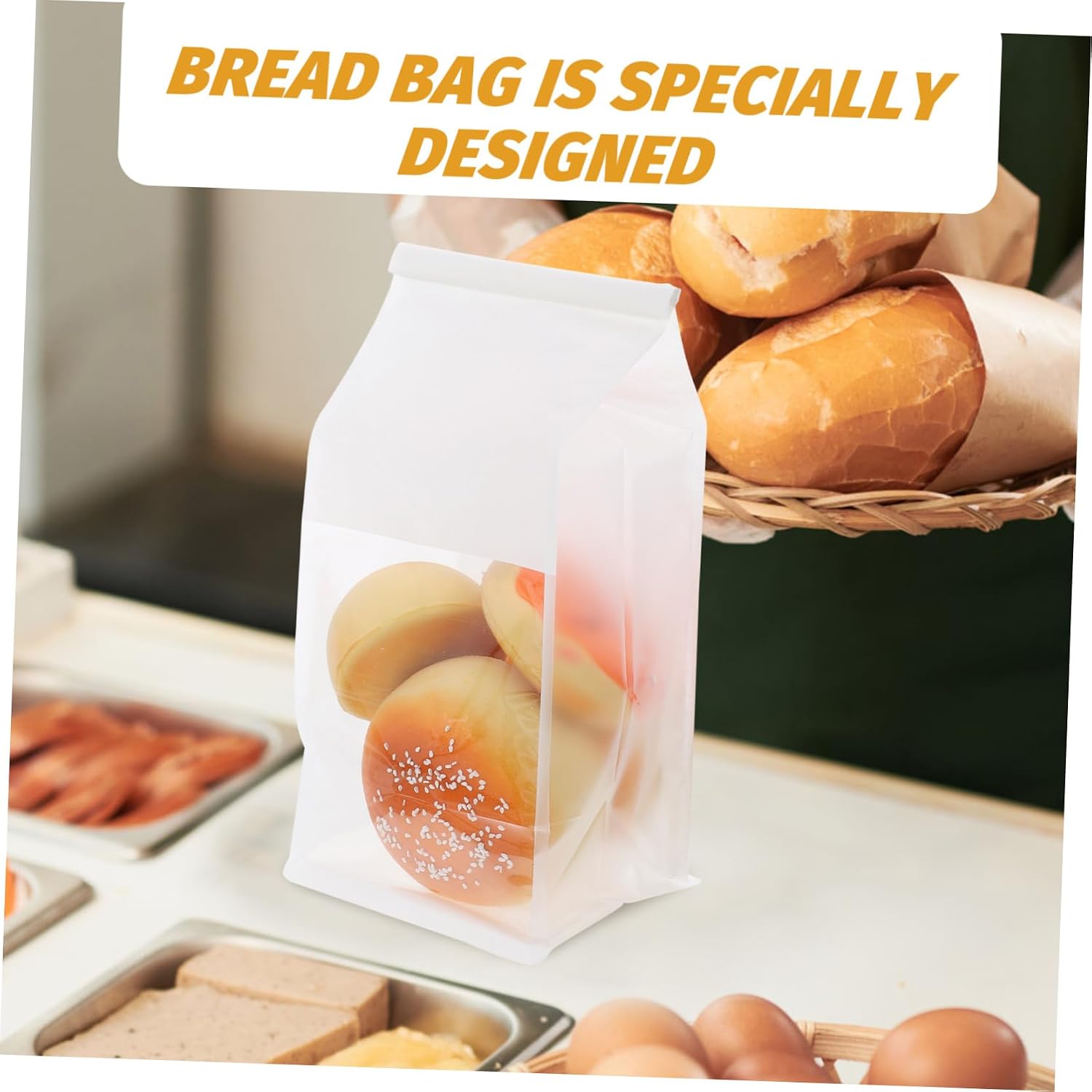 50pcs Bread Storage Bags Sealable Sandwich Bags for Cookies Reusable Paper Bakery
