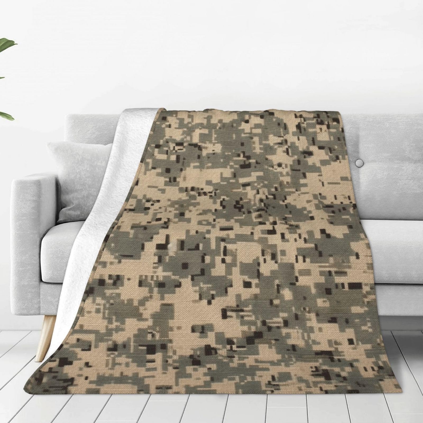 KLOPH Army Digital Camouflage Throw Blanket 60"x50" Flannel Fluffy Warm Blanket for Couch, Reversible Plush Blankets for Bed, Comfy Fuzzy Blanket for Sofa, Plush Lightweight-Blankets for All Season