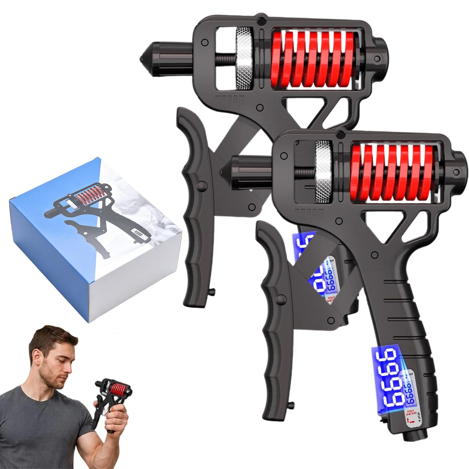 Adjustable Resistance Hand Grip Strengthener, Forearm Grips Strength Trainer, Non-Slip with Digital Counter, 10-360 Pounds, for Muscle Building, Hand Treatment and Strength Recovery (Uncoated 4)